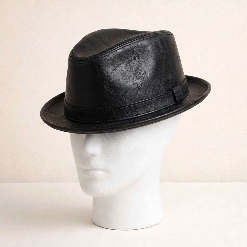 Black Leather Fedora