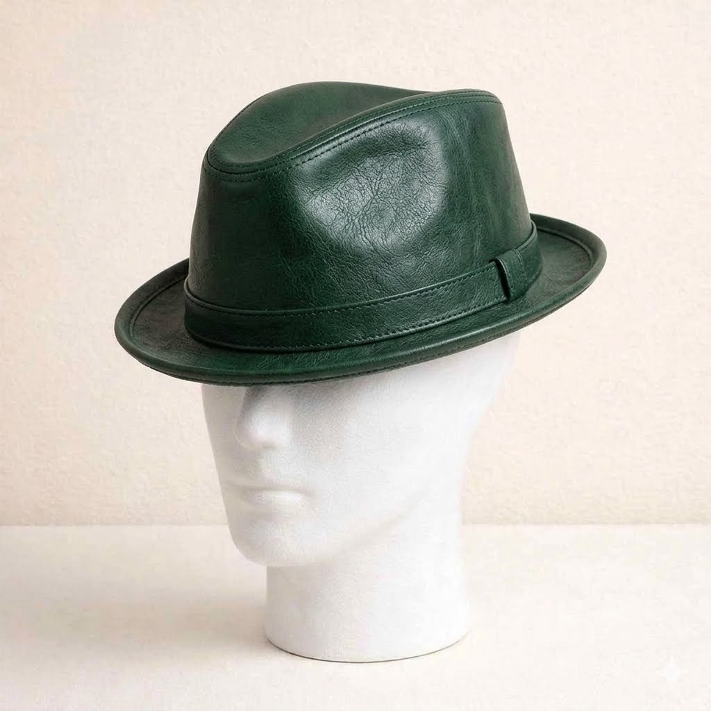Green Leather Fedora